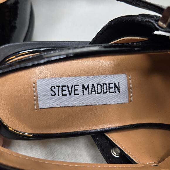NWOT Steve Madden Black Patent Leather Women's Flat Slingbacks Size 7.5 - Picture 2 of 9